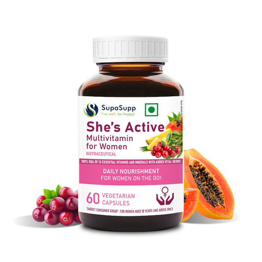 SupaSupp She's Active - Multivitamin For Women | 60 Cap | Sri Sri Tattva