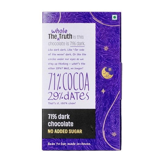 71% Dark Chocolate Sweetened with Dates - Pack of 1 | Whole The Truth