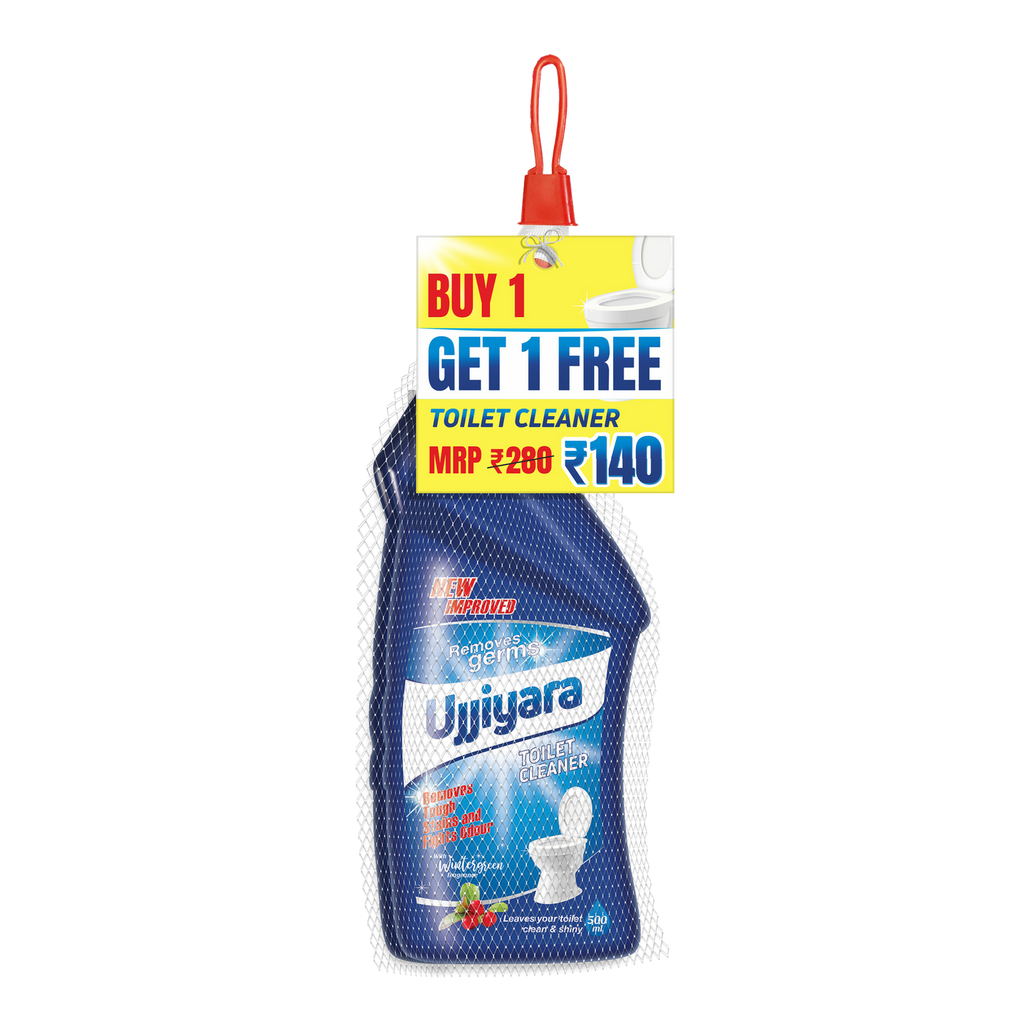 Ujjiyara Toilet Cleaner Winter Green - Removes Stains & Bad Odour, 500 ml (Buy 1 Get 1) | Sri Sri Tattva