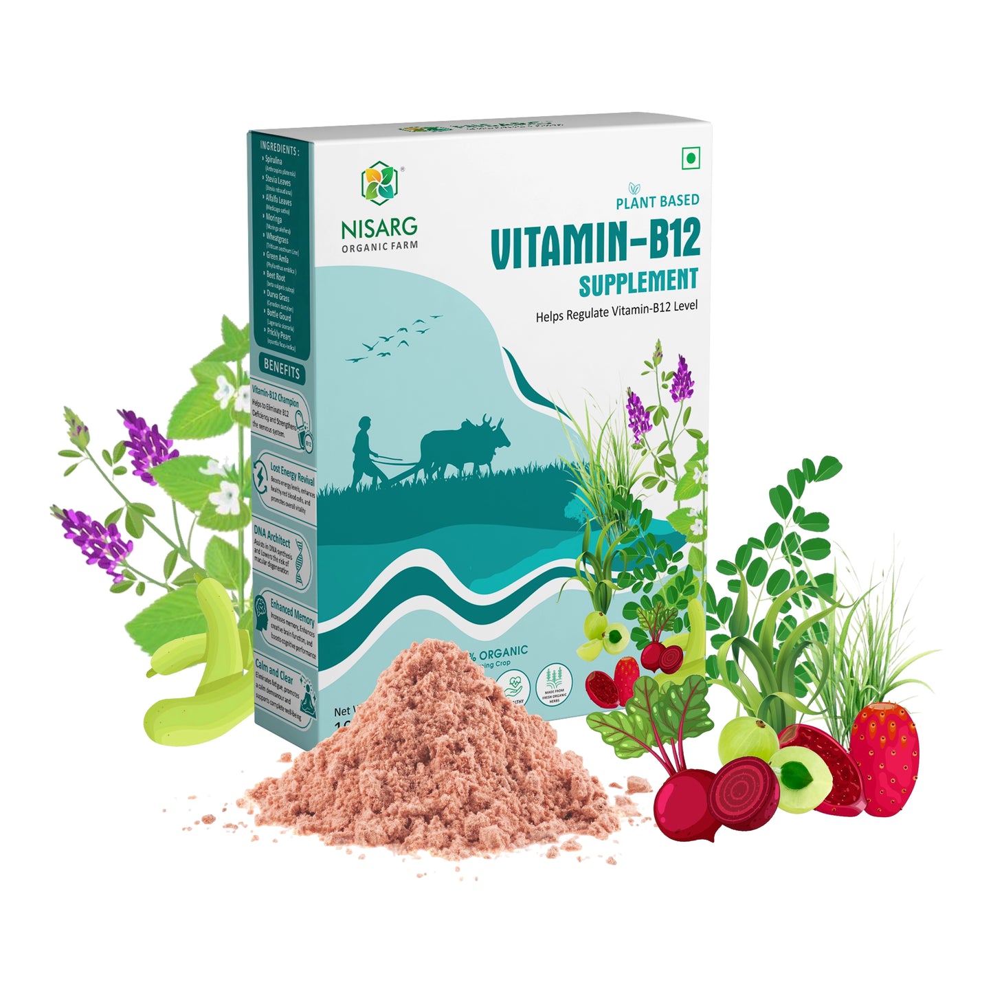 Vitamin B12 Supplement | 100% Organic | Plant Based 100g | Nisarg Organic Farm