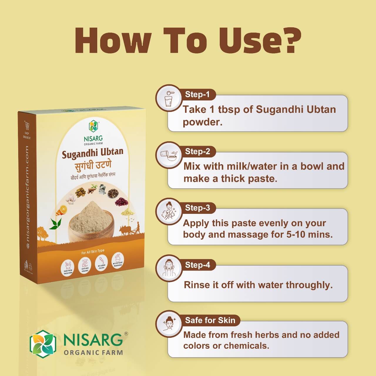 Organic Sugandhi Ubtan Powder (सुगंधी उटणे) 100g | Nisarg Organic Farm