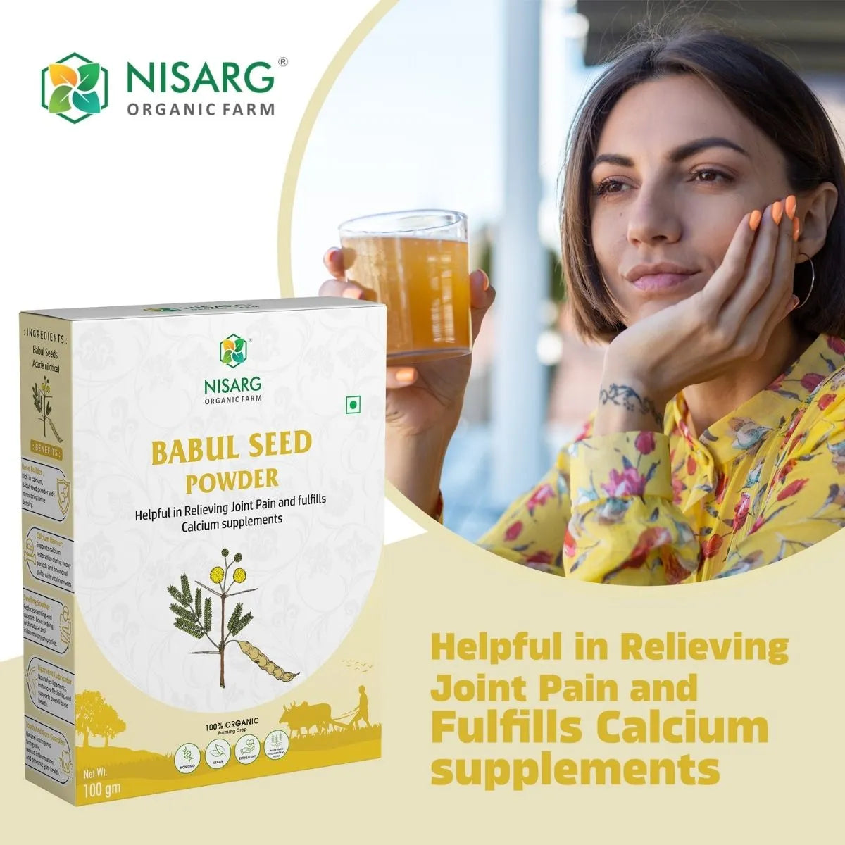 Babul Beej (Seeds) Powder | Phali Powder 100g | Nisarg Organic Farm