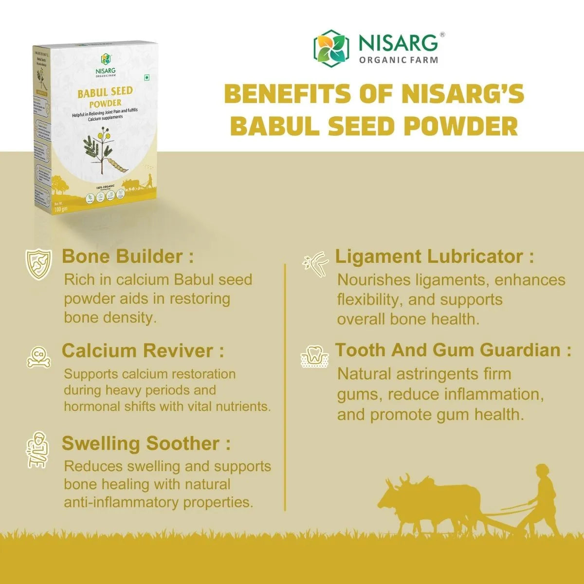 Babul Beej (Seeds) Powder | Phali Powder 100g | Nisarg Organic Farm