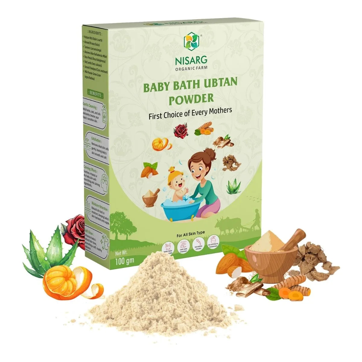 Organic Baby Bath Ubtan 100g | Nisarg Organic Farm