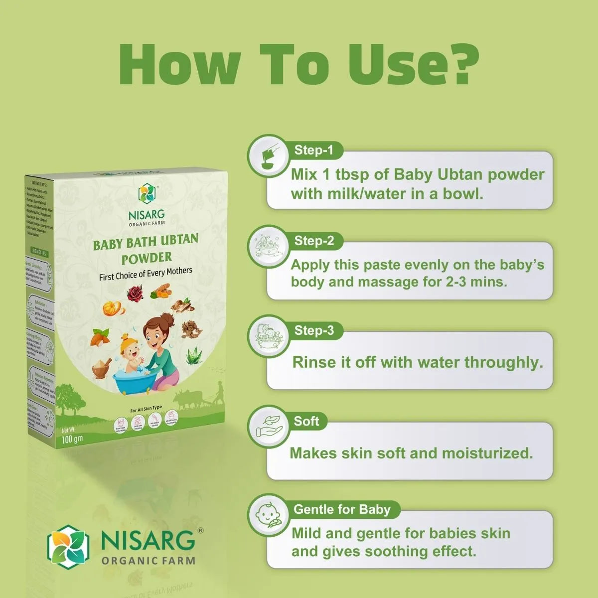 Organic Baby Bath Ubtan 100g | Nisarg Organic Farm
