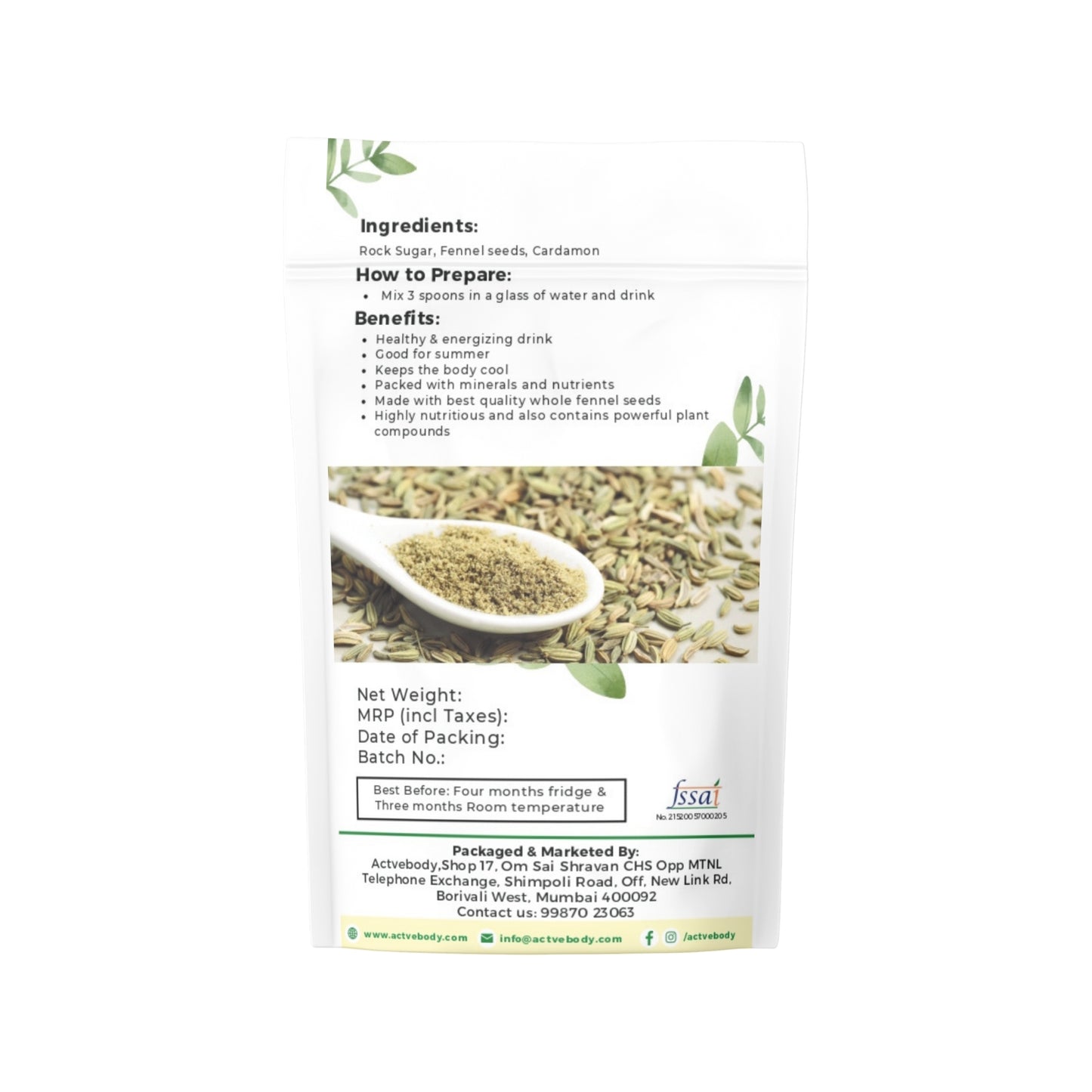 Fennel Powder (Variyali Powder) | Actvefresh 200g