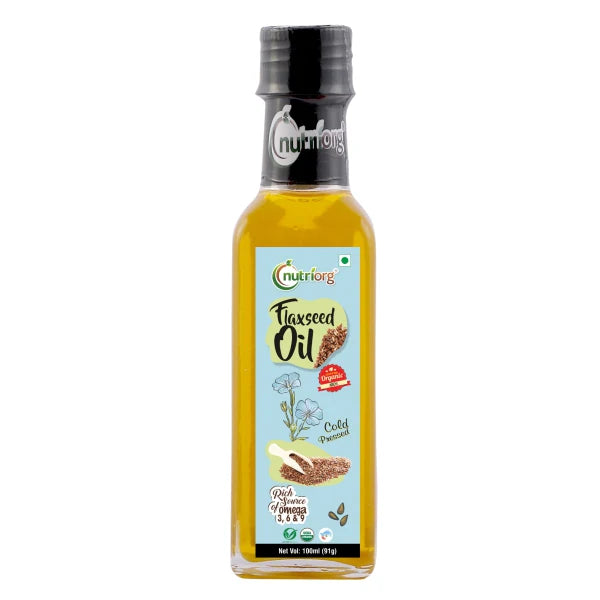 Certified Organic Flaxseed Oil 100ml Wooden Cold-Pressed Oil | Nutriorg