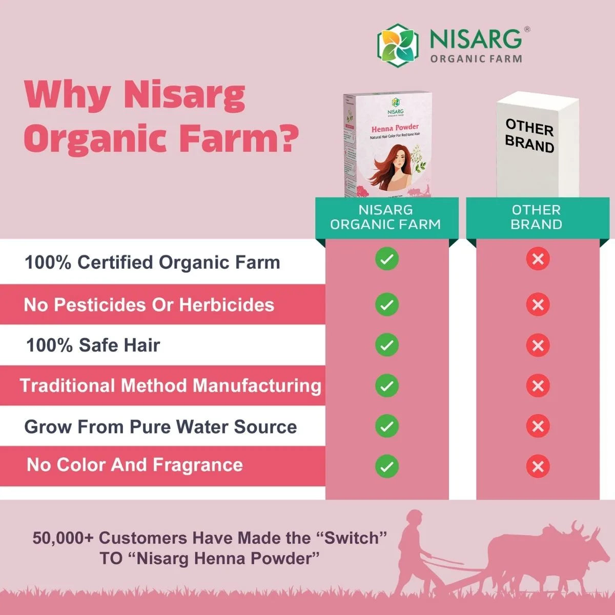 Organic Henna Leaf Powder | Natural & 100% Pure 100g | Nisarg Organic Farm