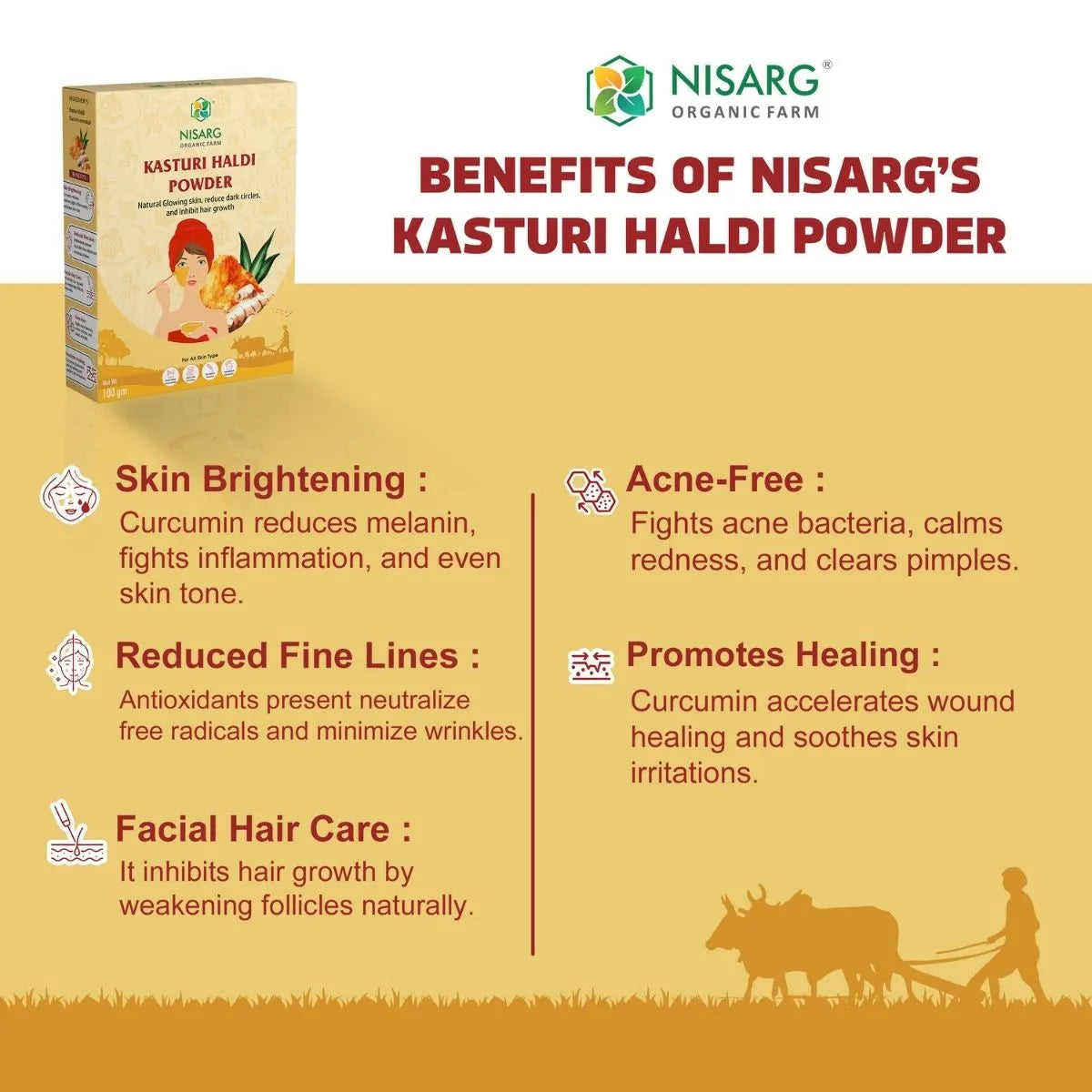 Kasturi Haldi Powder | Organic Turmeric Powder 100g | Nisarg Organic Farm