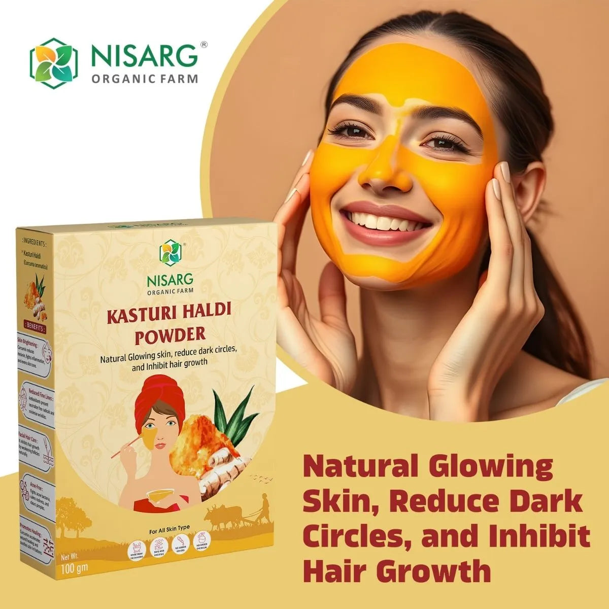 Kasturi Haldi Powder | Organic Turmeric Powder 100g | Nisarg Organic Farm