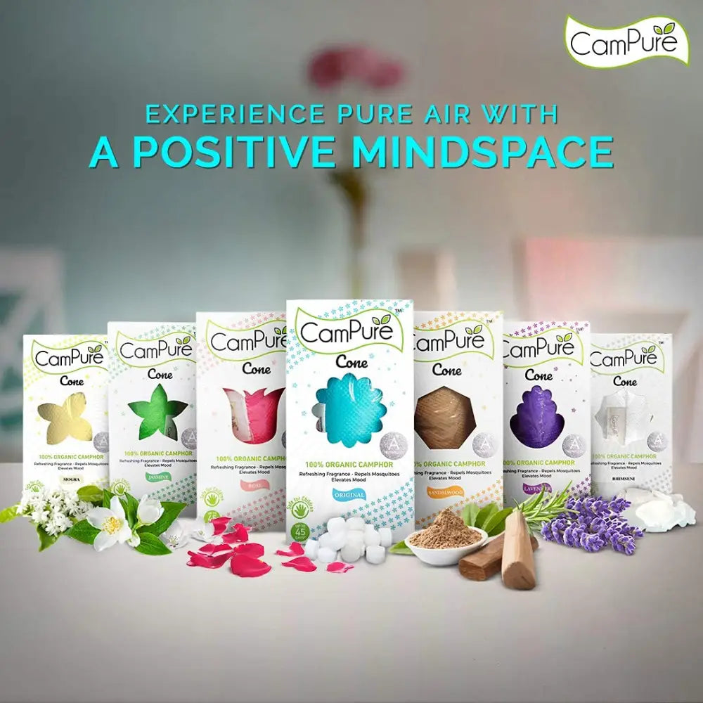 Mangalam CamPure Camphor Cone (Jasmine) Pack Of 2 - Room Car and Air Freshener & Mosquito Repellent - Home Care