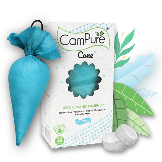 Mangalam CamPure Camphor Cone (Original) Pack Of 2 - Room Car and Air Freshener & Mosquito Repellent - Home Care