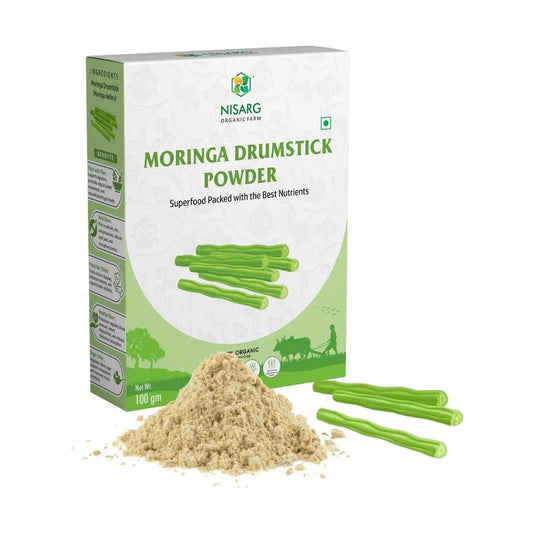 Organic Moringa Drumstick Powder | 100% Naturalc 100g | Nisarg Organic Farm