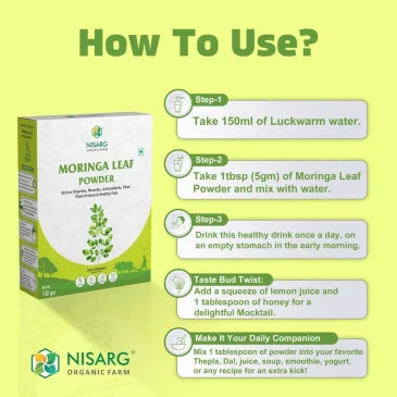 Moringa Leaf Powder | Pure & Organic 100g | Nisarg Organic Farm