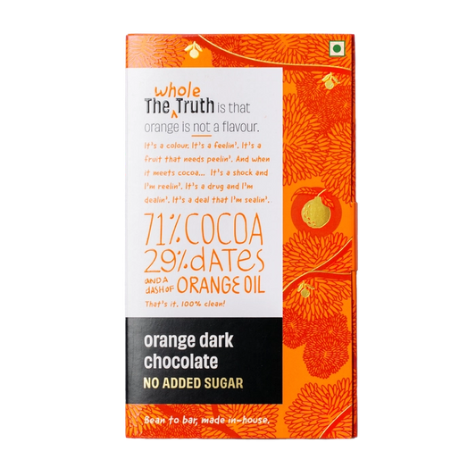 Orange Dark Chocolate Sweetened with Dates - Pack of 1 | The Whole Truth