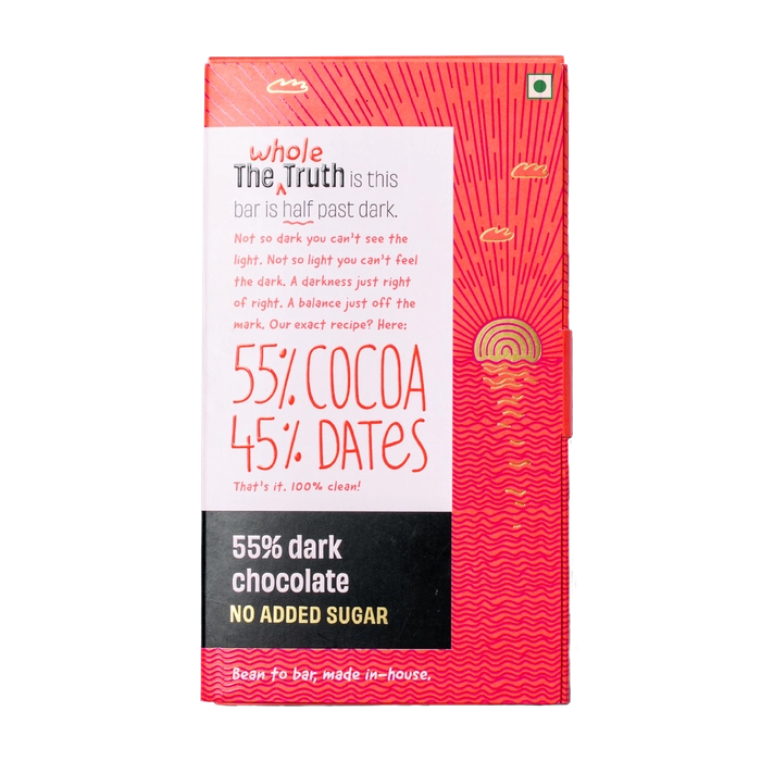 55% Dark Chocolate Sweetened with Dates - Pack of 1 | The Whole Truth