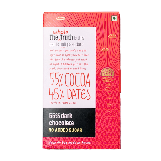 55% Dark Chocolate Sweetened with Dates - Pack of 1 | The Whole Truth