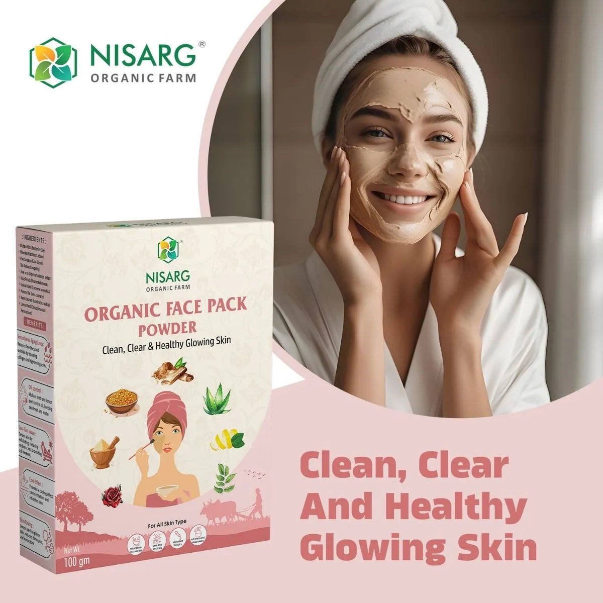 Organic Face Pack | Organic Face Cleanser 100g | Nisarg Organic Farm