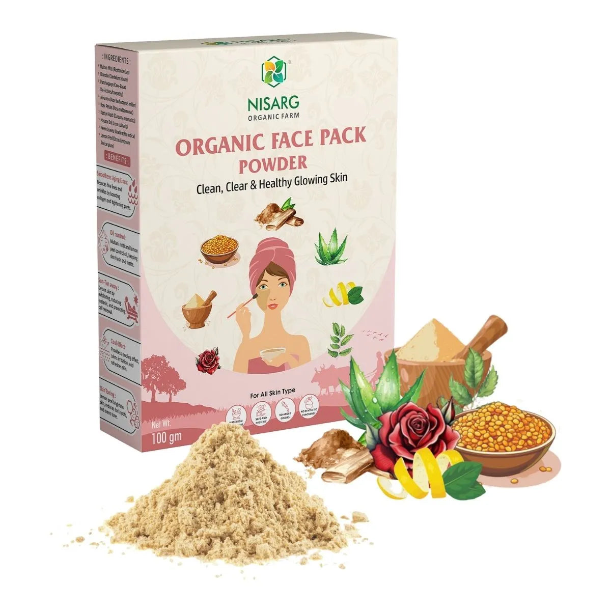 Organic Face Pack | Organic Face Cleanser 100g | Nisarg Organic Farm