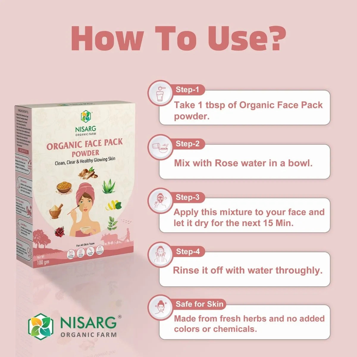 Organic Face Pack | Organic Face Cleanser 100g | Nisarg Organic Farm
