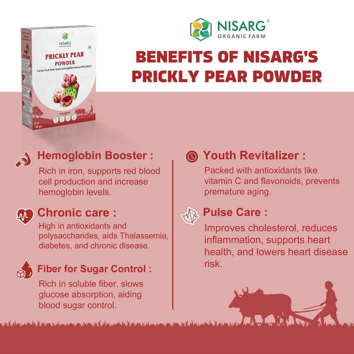 Organic Prickly Pear Powder | Findla Fruit Powder 100g | Nisarg Organic Farm
