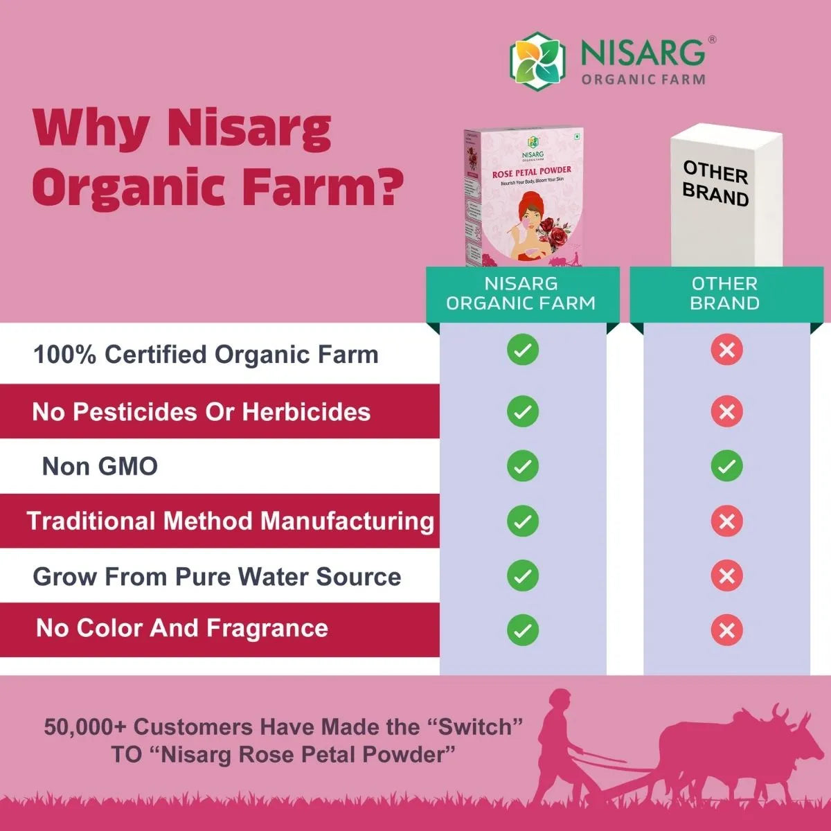 Red Rose Petals Powder 100g | Nisarg Organic Farm