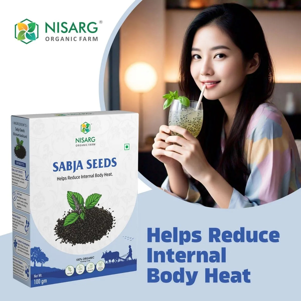 Organic Sabja seeds/Basil seeds 100g | Nisarg Organic Farm