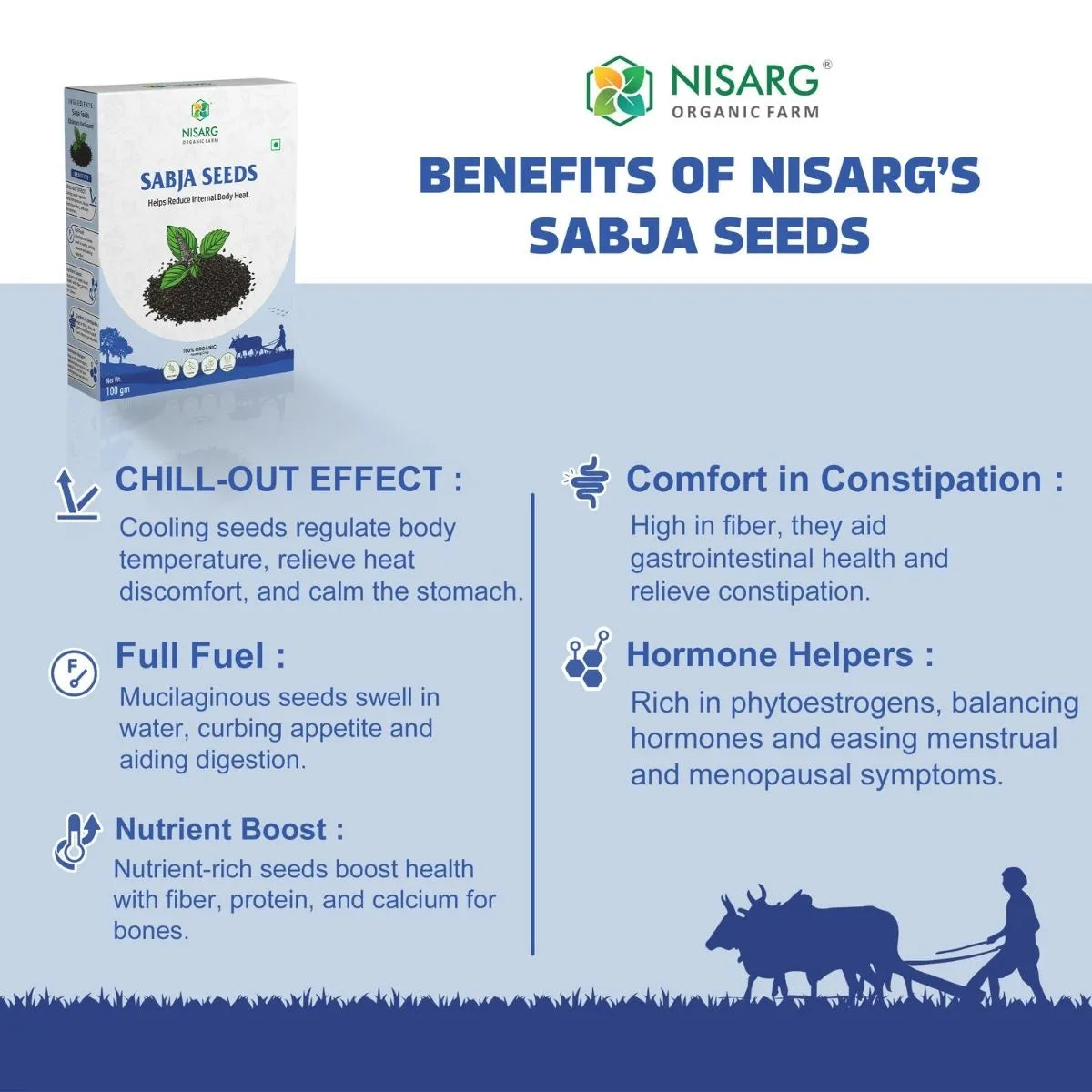 Organic Sabja seeds/Basil seeds 100g | Nisarg Organic Farm