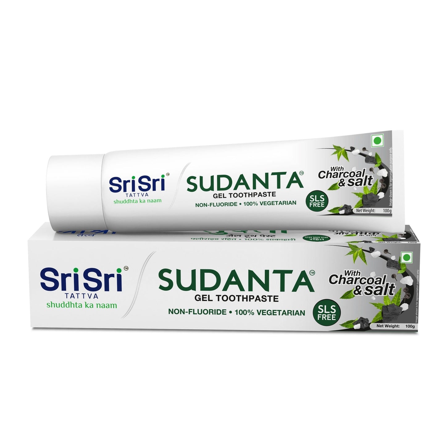 Sudanta Gel Toothpaste, 100g With Charcoal & Salt | SLS Free. Non - Fluoride - 100% Vegetarian,